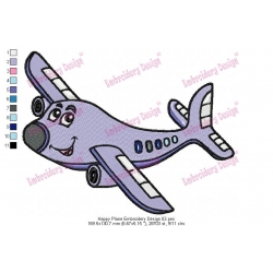 Happy Plane Embroidery Design 03